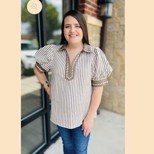 Entro Brown Striped Cotton Shirt